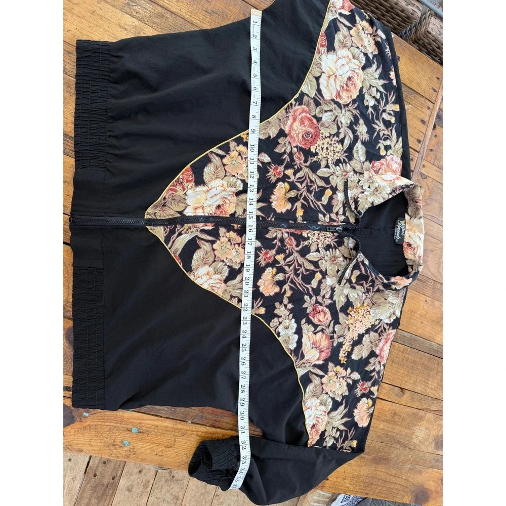 Vintage Floral Windbreaker Jacket Womens Oversized Boho Prairie Cottagecore - Picture 3 of 8